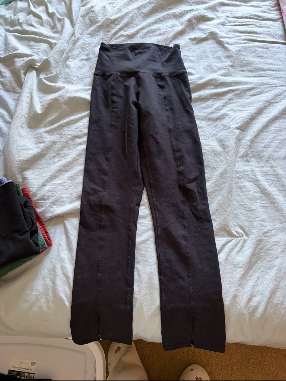 Aerie crop High-Waist Black Flare Leggings black